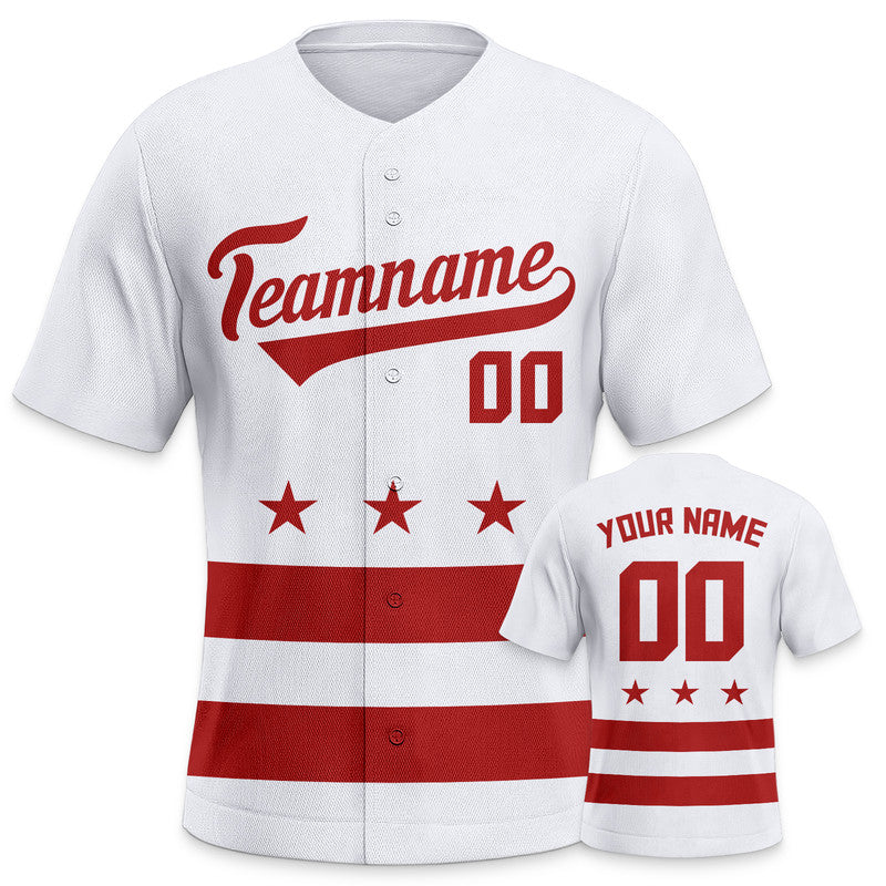 Custom White Red Creative  Cool Concept Authentic Baseball Jersey