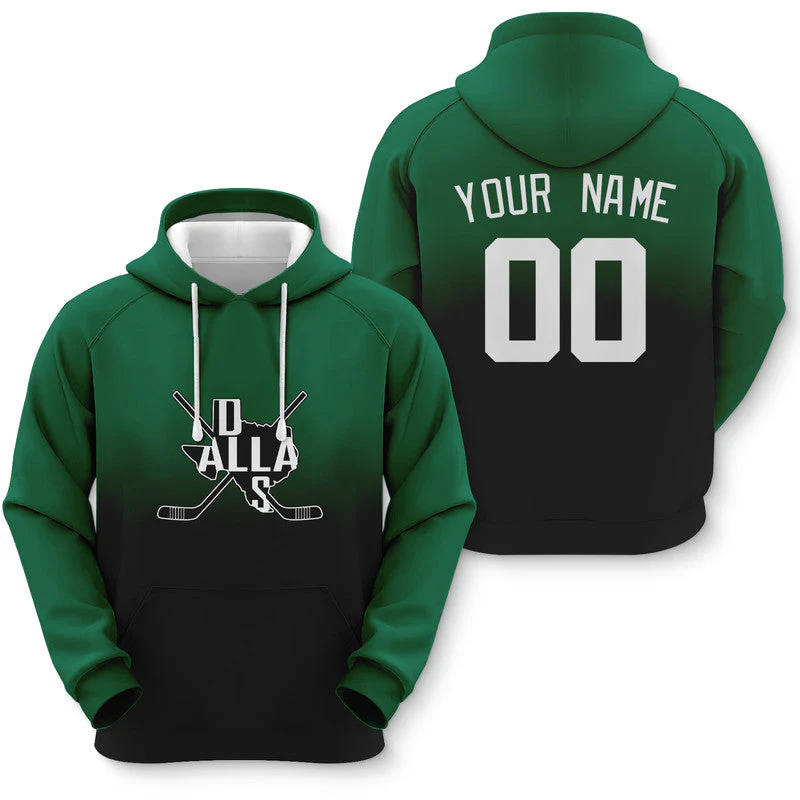 Custom Sports Pullover Sweatshirt Hockey Split Map Dallas Fashion Hoodie
