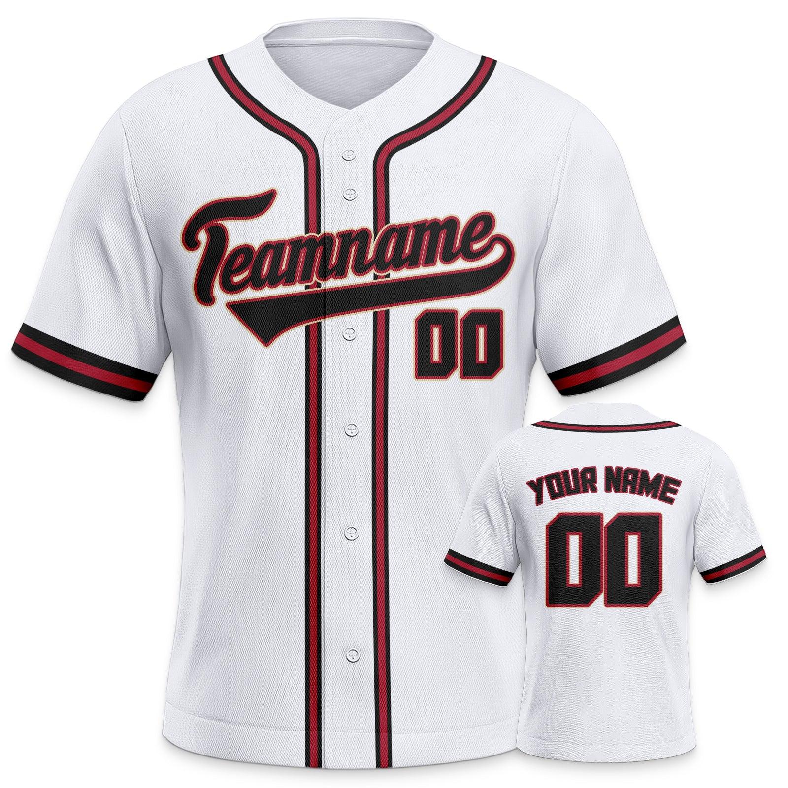 Custom White Black-Red Authentic Classic Baseball Jersey