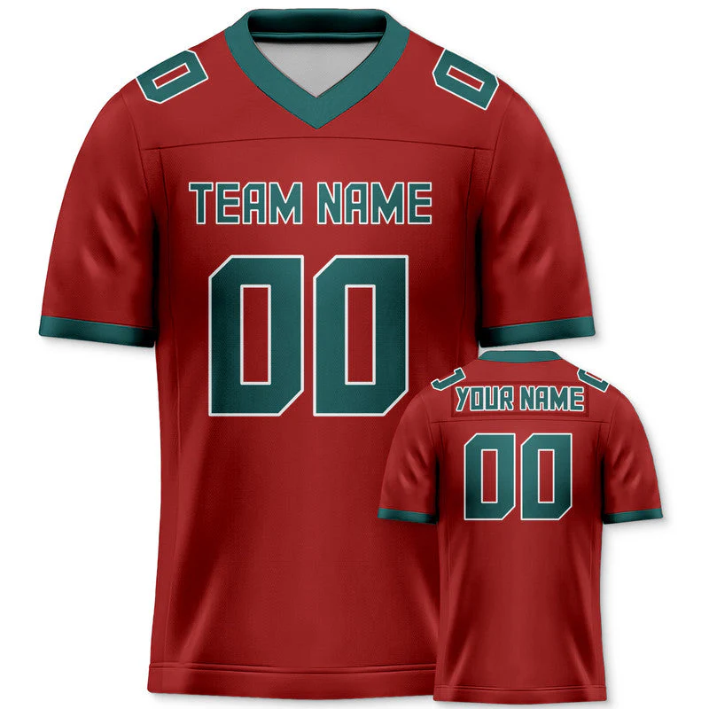 Custom Red Kelly Green Mesh Authentic Football Jersey