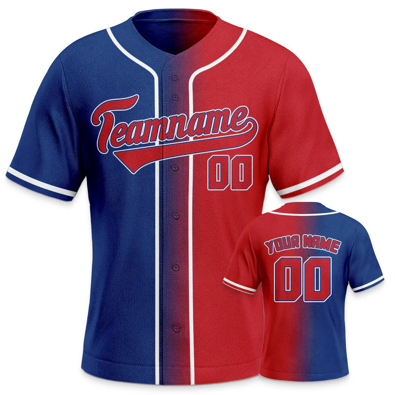 Custom Royal Red-White Authentic Split Fashion Baseball Jersey2
