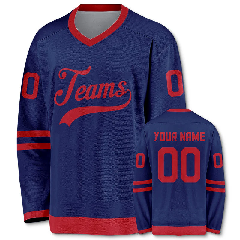 Custom Royal Red Authentic Hockey Jersey