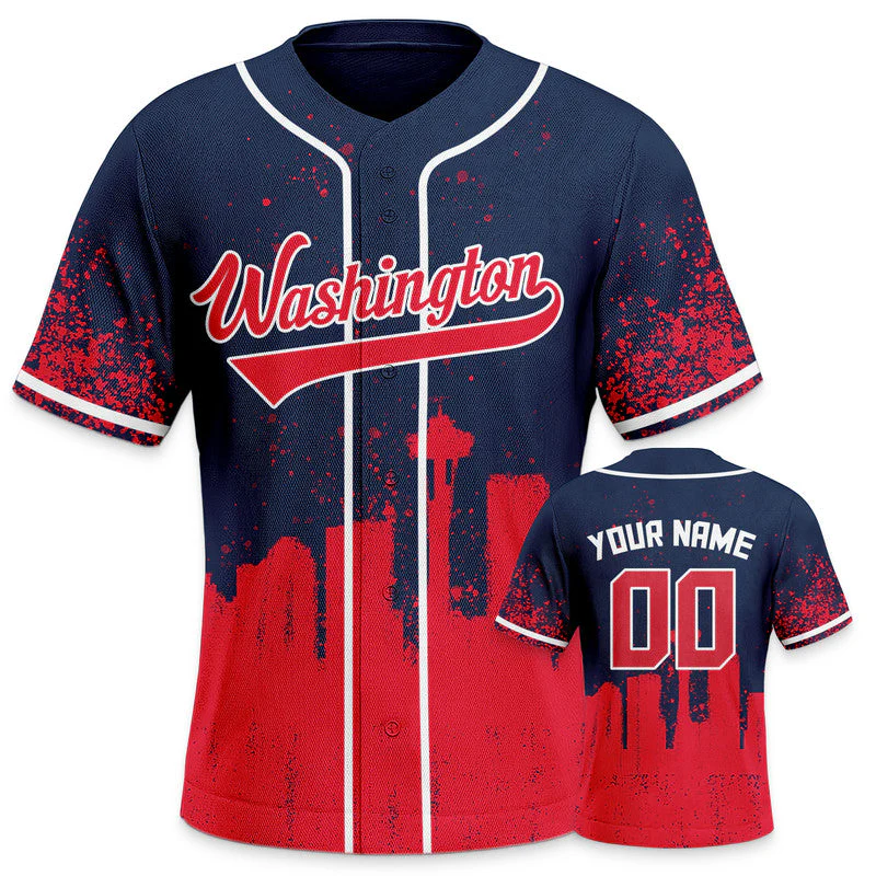 Custom 3D Graffiti Navy Red-White Authentic Baseball Silhouette Jersey